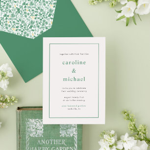 Chic Green Ditzy Floral Wedding Einladung