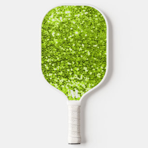Chic Green Glittery Glitzern Moderne Monogram Pickleball Schläger