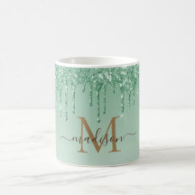 Chic green Glitzer Monogram 