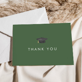 Chic Green Grad Cap Abschluss Danke Card