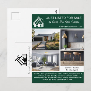 Chic Green Immobilienunternehmen-Home-Verkaufsange Postkarte