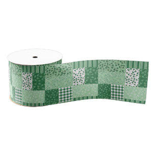 Chic Green Kleeblatts Imitate Patchwork Ribbon Ripsband