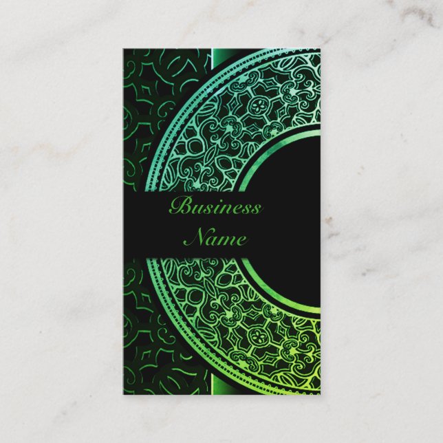 Chic Green Medallion Business Card 4 Visitenkarte (Vorderseite)