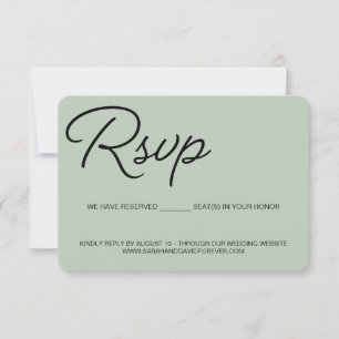 Chic Green Modern UAWG wedding reserviert Sitzplat RSVP Karte