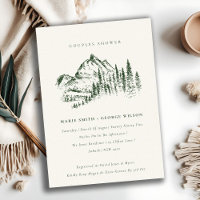 Chic Green Pine Mountain Sketch Couples Dusche