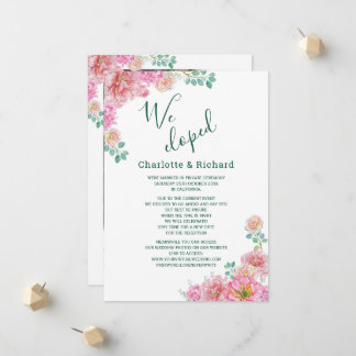 Chic Green & Pink Floral Watercolor Hochzeitsfeier Ankündigung