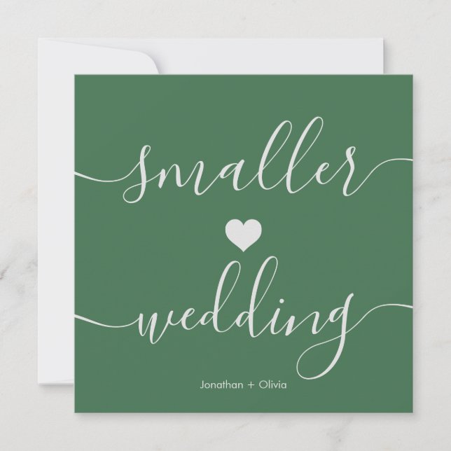 Chic Green Simple Downsizing Small Wedding Ankündigung (Vorderseite)