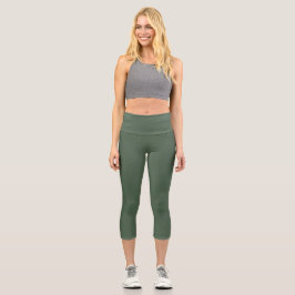 Chic Green Texture Capri Active-wear Leggings