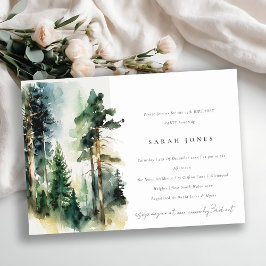 Chic Green Watercolor Wald Wald Birthday Einladung