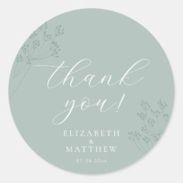 Chic Green Wedding | Boho Thank You Sticker
