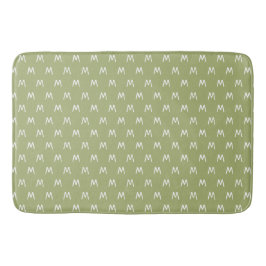 Chic Green White Monogram Badematte