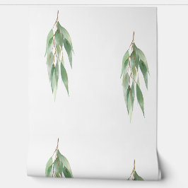 Chic Green White Natural Eucalyptus Blätter Tapete