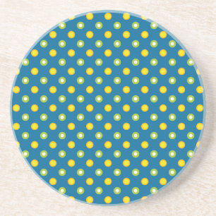 Chic Green Yellow Polka Dots Sandstone Untersetzer