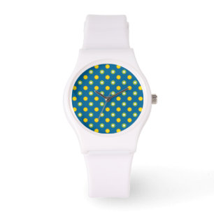 Chic Green Yellow Polka Dots Sporty Wristwatch Armbanduhr