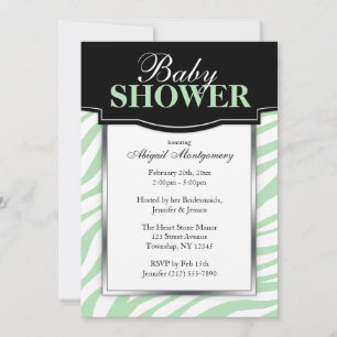 Chic Green Zebra Print Baby Shower Einladungen
