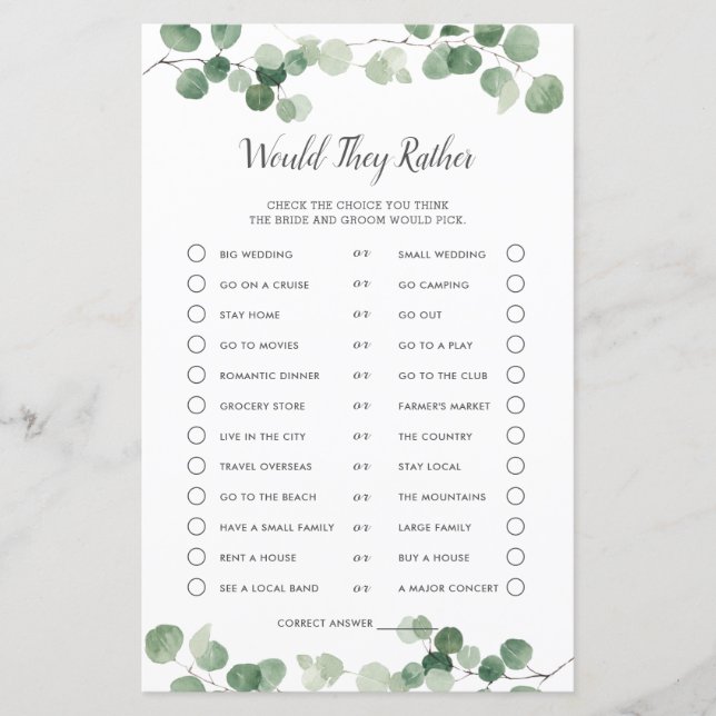 Chic Greenerity Brautparty würde sie eher spielen (Vorderseite)