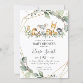 Chic Greenery Australian Animals Baby Shower Einladung