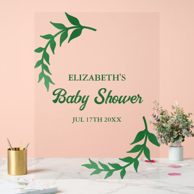 Chic Greenery Baby Shower Acrylschild (Hochzeit)