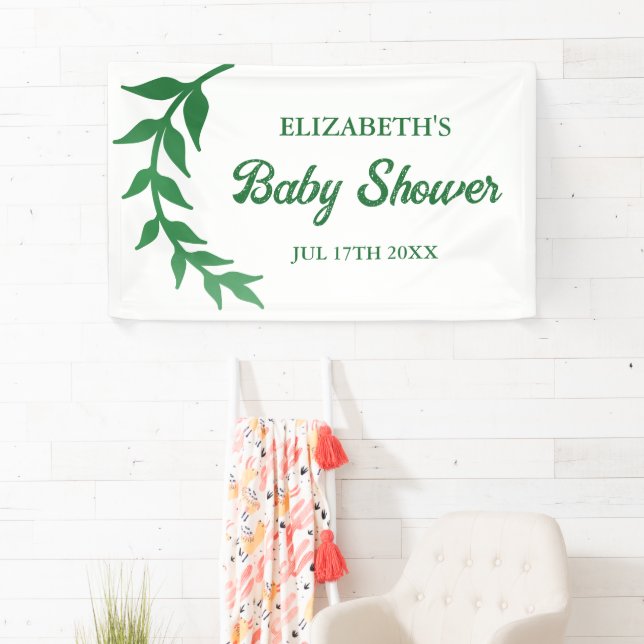 Chic Greenery Baby Shower Banner (Insitu)
