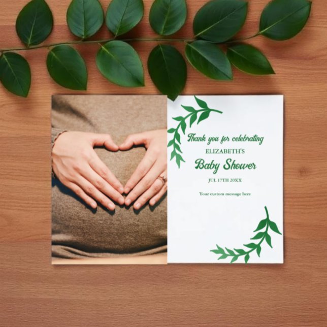 Chic Greenery Baby Shower Dankeskarte (Von Creator hochgeladen)