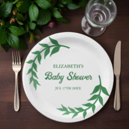 Chic Greenery Baby Shower Pappteller