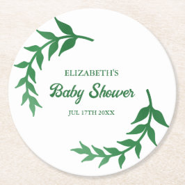 Chic Greenery Baby Shower Runder Pappuntersetzer