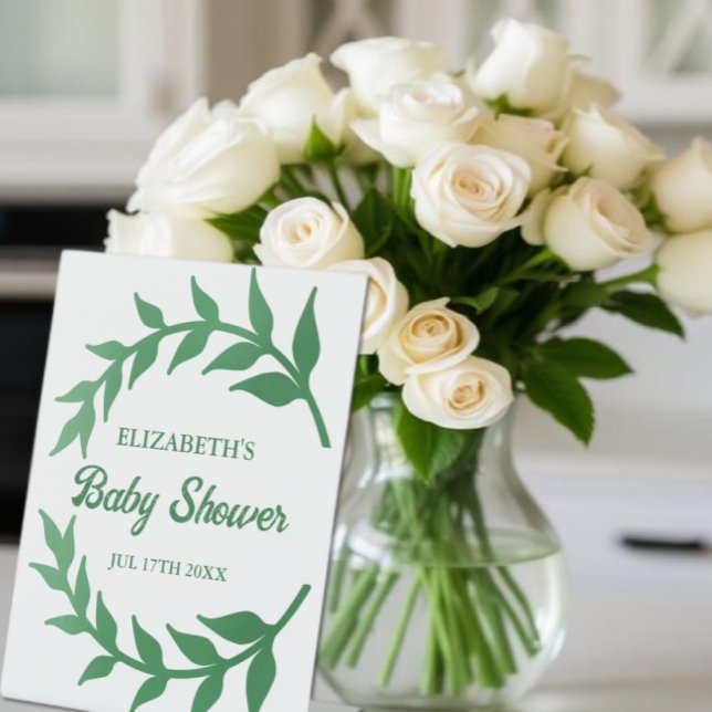 Chic Greenery Baby Shower Sockelschild (Von Creator hochgeladen)
