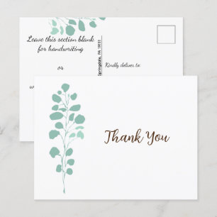 Chic Greenery Botanical Danke Postcard Postkarte