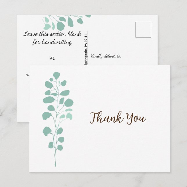 Chic Greenery Botanical Danke Postcard Postkarte (Vorne/Hinten)