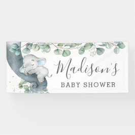 Chic Greenery Elephant Baby Shower Junge Willkomme Banner