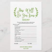 Chic Greenery How Well Do You Know The Bride Game