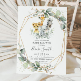Chic Greenery Jungle Animals Baby Dusche neutral Einladung