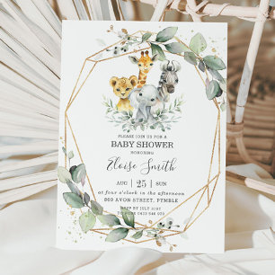 Chic Greenery Jungle Animals Baby Dusche neutral Einladung