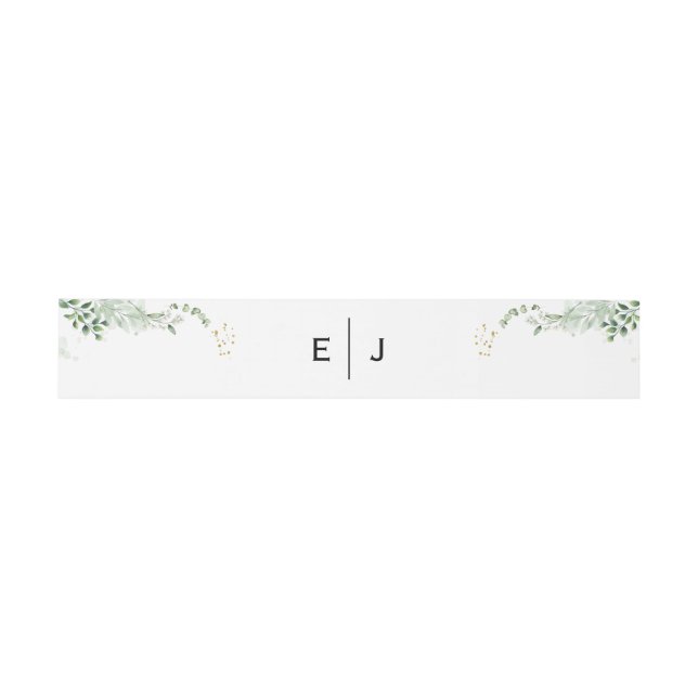Chic Greenery Monogram Invitation Belly Band (Flach)