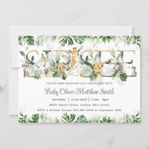 Chic Greenery Niedliche Jungle Animals Baby Sip an Einladung