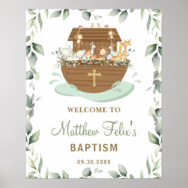 Chic Greenery Noahs Ark Baptism Willkommen Poster