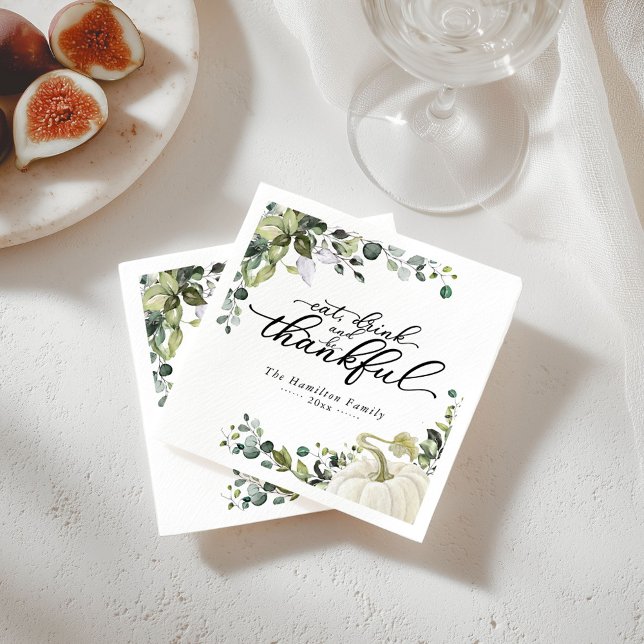 Chic Greenery Pumpkin Erntedank Dinner Serviette (Von Creator hochgeladen)