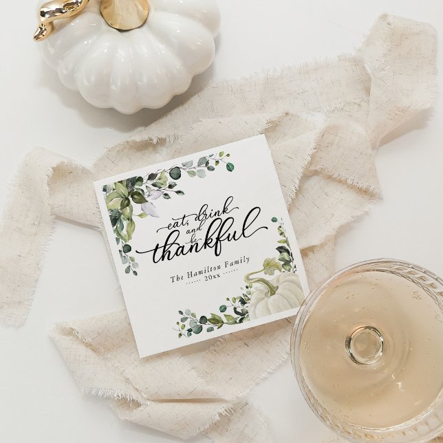 Chic Greenery Pumpkin Erntedank Dinner Serviette (Von Creator hochgeladen)