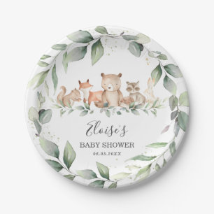 Chic Greenery Woodland Animals Baby Dusche neutral Pappteller