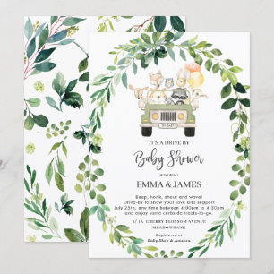Chic Greenery Woodland Drive by Baby Showparade Einladung