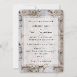 Chic Grey Blush Rose Hochzeit Einladung