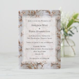 Chic Grey Blush Rose Hochzeit Einladung