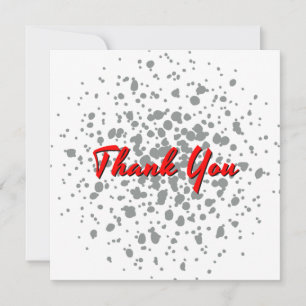 Chic Grey Explosion Wasserfarben Punkte roter Text Dankeskarte