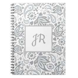Chic Grey White Pattern Monogram Notizblock