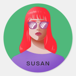 Chic grün und elegant runder aufkleber