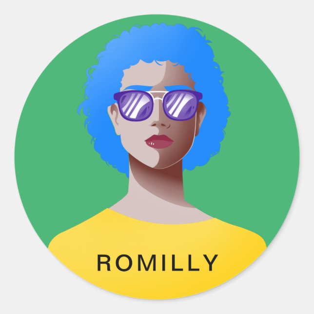 Chic grün und elegant runder aufkleber (Vorderseite)