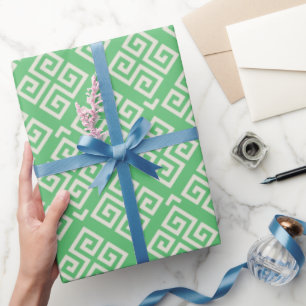 Chic grüne griechische Schlüssel geometrische Must Geschenkpapier