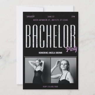 Chic grunge Black BACHELOR PARTY wiedergeboren Einladung