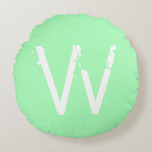 Chic Grunge Monogramm Mintgrün Rundes Kissen