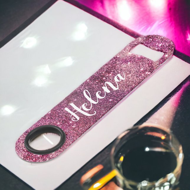 Chic gurt lila nebula Glitzer Glitzern Monogramm Speed Flaschenöffner (Chic girly purple nebula glitter sparkles monogram bar key)